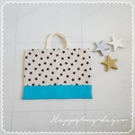 【即日発送可】星柄×ブルーレッスンバッグ★絵本袋トートバッグ