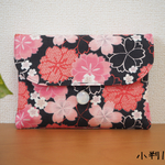 御朱印帳ケース　～八重桜と桜・黒～