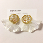 【新色】小花とオーガンジーリボンのピアス