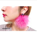 新色 ピンク ファーピアス