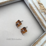 No.32 べっ甲×シルバー×パールピアス