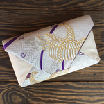 数寄屋袋 クラッチ 着物 刺繍 シルバー 鳥