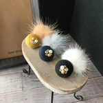 ＊Wガーゼカボションのビジュー&ミンクファー♡2wayピアス＊