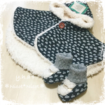 【Keivi様 ご予約品】おでかけbabyポンチョ＆ブーティ くるま（チャコール）