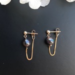 《14kgf》 ボルダーオパールのチェーンフープピアス/イヤリング