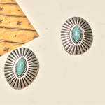 2個 コンチョ ループ ボタン オーバル ターコイズ風 36×28mm 