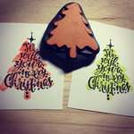 祝‼️SALE【送料無料】クリスマスツリー&ハンドレタリング2点セット 消しゴムはんこ