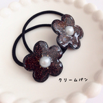 ☆2本セット☆お花のヘアゴム黒