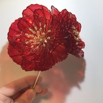 Y様オーダー品　牡丹２輪の花かんざし(赤色)