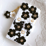 お花のスマホケース♡iPhoneケース手帳型モノトーン