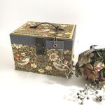 カルトナージュの金庫タイプL　ウィリアムモリス柄C チャーム付