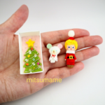 【ぼく と くま】Christmas 小さいお人形 マッチ箱のお部屋  