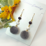 グレー ☆ ガーネット ＆ ファーピアス ファー ピアス