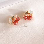 お花ビジュー ピアス ＊ピンク系