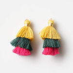 再販＊IMPORT【2個】トリプルタッセル＊コットン＊yellow