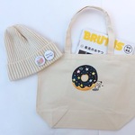 星空のドーナツと犬くん☆手描きトートバッグ A4☆オーガニックコットン