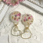 押し花＊ハートピアス＊イヤリング