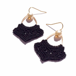ドロップレース×パールのピアス(ブラック)