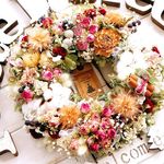 「お花畑」クリスマス ドライフラワーリース - 28cm