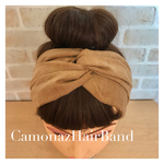 【送料無料】キャメルコーデュロイ  クロス型 ヘアバンド  ターバン プレゼントにも♡