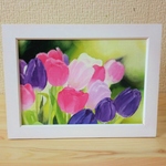 油絵原画『どの花見ても』　額縁付き