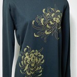 乱菊　長袖黒地Ｔシャツ「Ｌサイズ」女性用　
