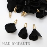 【フリルタッセル③＊ミニ＊フラワータッセル＊8個】【1#ブラック】◎tassel-023-c1-m