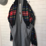 new!シンプルゆったりガウンカーディガンコート:カシミヤア混ウール素材グレー