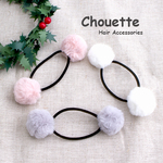 ふわふわダブルポンポンのヘアゴム 3color h-597 g1017 2000円以上で送料無料！
