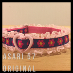 ＝新作＝【20mm】首輪  ＝colorful flower  ブルー