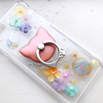 宇宙に揺らめく熱帯魚 歯車/月/猫 押し花iPhoneケース スマホケース iPhone7 iPhone8