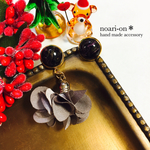アシンメトリー＊フェイクストーンピアス ダークブラウン