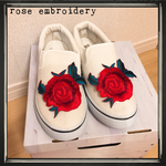 【22.0~29.0cm】バラ刺繍スリッポン