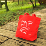 厚手帆布 ポケット 猫トートバッグA4 赤 キャンバス