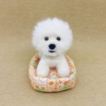 羊毛フェルト 犬＆ベッド　 ビションフリーゼ