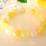 ☆陽だまりブレス☆パステルカラーミックス☆ローズクォーツ☆イエロークォーツァイト☆ニュージェイド☆　☆１０ｍｍ☆　☆１５．５ｃｍ☆