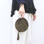 「本革」アンゴラベロアのタッセル付2WAYポシェット【カーキ】 