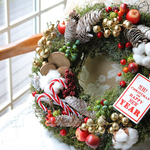 ＜お取り置き中＞＊Christmas Wreath Welcome Santa 35  クリスマスリース　ウェルカムサンタ♪　35