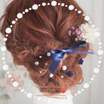 Hartgold×Parl×NavyRibonSet＊Heddress* パール リボン お呼ばれ ヘアアレンジ 髪飾り