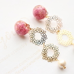 Ｗ flowerlease.. ♡　ゆれるピアス/樹脂ノンホールピアス(イヤリング）