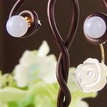 ２way・ブルーレースと白薔薇・ピアス
