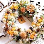 「お花畑」クリスマス ドライフラワーリース - 33cm
