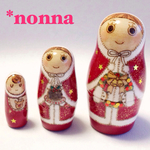 小さめ3個組マトリョーシカ「クリスマスの準備」
