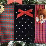 森のクリスマスとくまのこ ポーチ【A】ブローチ付き♪