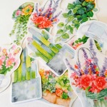 《在庫限り》水彩画の植物✾フレークマスキングシール