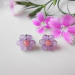 アメジストの小花ピアス
