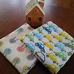 newサイズ!お名前スタンプ押 しておきます♪名前タグ付ガーゼハンカチ2枚セット