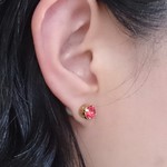 2way スワロフスキー＆パールのマグネットピアス インディアンピンク (※イヤリングです)