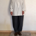 ペチパンツ カフス コットンリネン ブルーグレー
