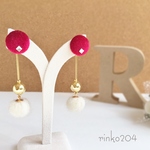 冬のメタルwithファーボール ピアス/イヤリング